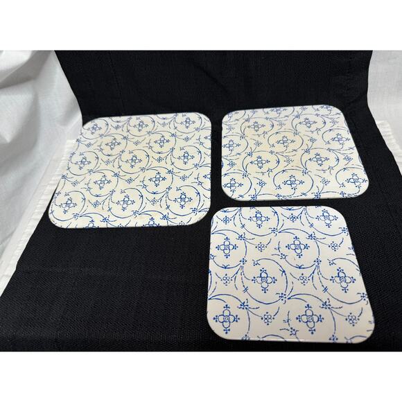 Vintage Retro Metal Enamel Kitchen Trivet Blue White Chinoiserie Flower 3 - Picture 2 of 5